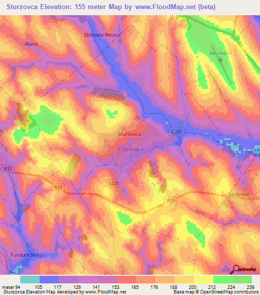 Sturzovca,Moldova Elevation Map