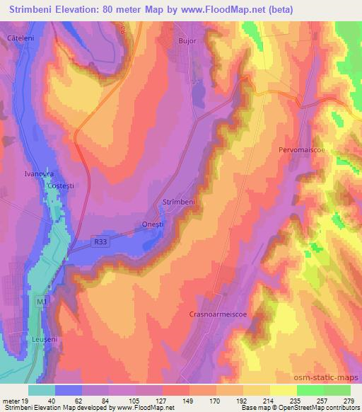 Strimbeni,Moldova Elevation Map