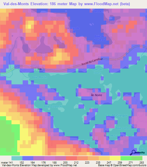 Val-des-Monts,Canada Elevation Map