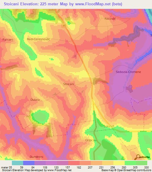 Stoicani,Moldova Elevation Map