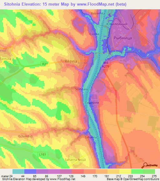 Sitohnia,Moldova Elevation Map