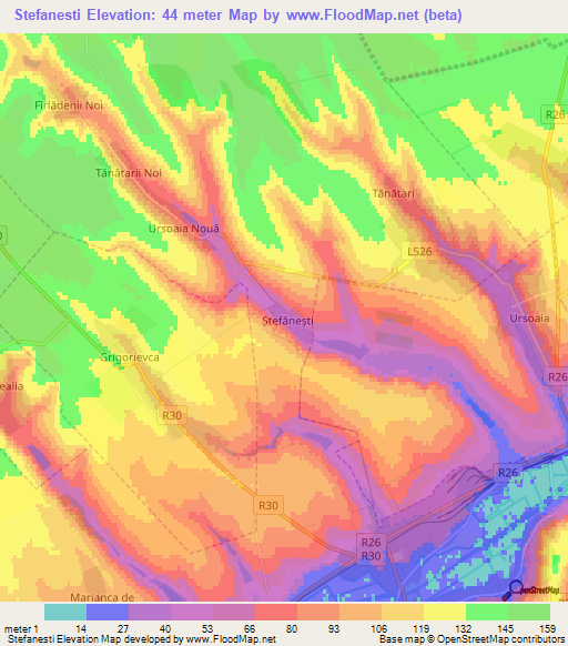 Stefanesti,Moldova Elevation Map