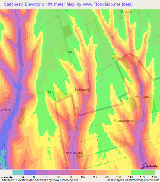 Stefanesti,Moldova Elevation Map