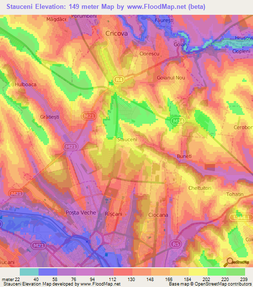 Stauceni,Moldova Elevation Map