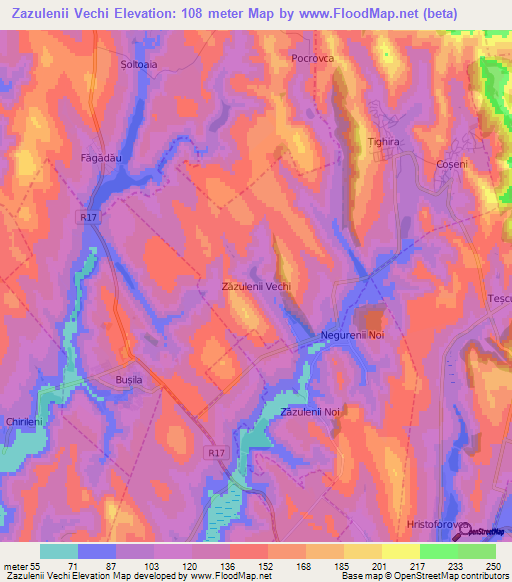 Zazulenii Vechi,Moldova Elevation Map