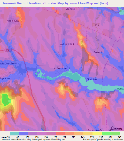 Iezarenii Vechi,Moldova Elevation Map