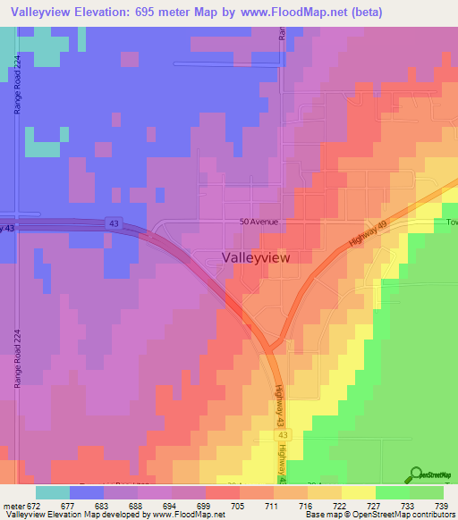 Valleyview,Canada Elevation Map