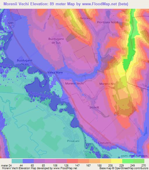 Morenii Vechi,Moldova Elevation Map