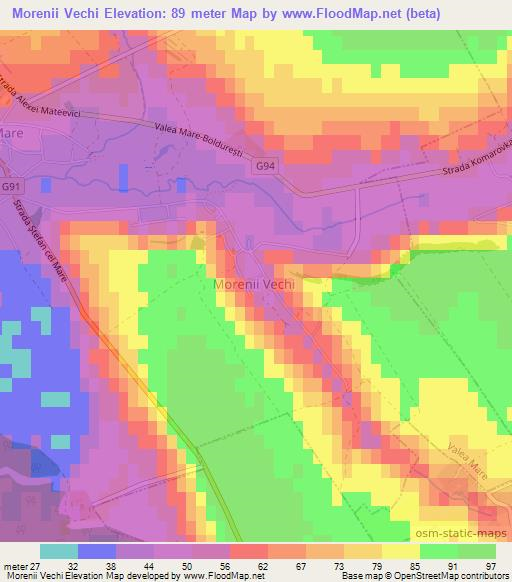 Morenii Vechi,Moldova Elevation Map