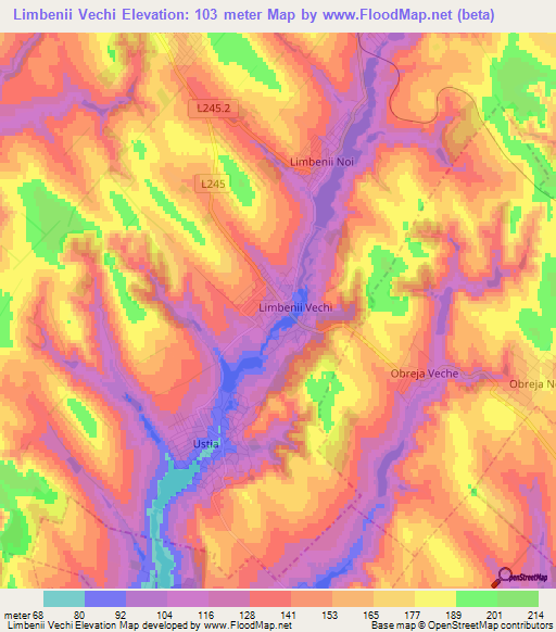 Limbenii Vechi,Moldova Elevation Map