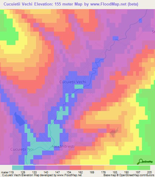 Cucuietii Vechi,Moldova Elevation Map