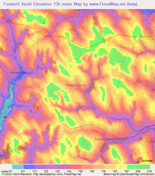 Fundurii Vechi,Moldova Elevation Map