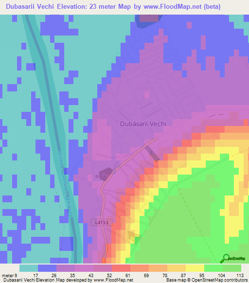 Dubasarii Vechi,Moldova Elevation Map