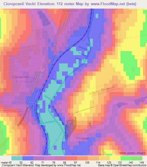 Cioropcanii Vechi,Moldova Elevation Map