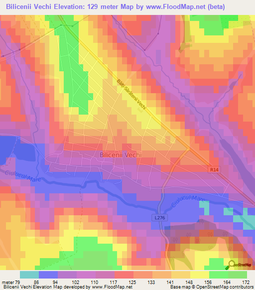 Bilicenii Vechi,Moldova Elevation Map