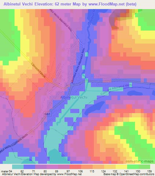 Albinetul Vechi,Moldova Elevation Map