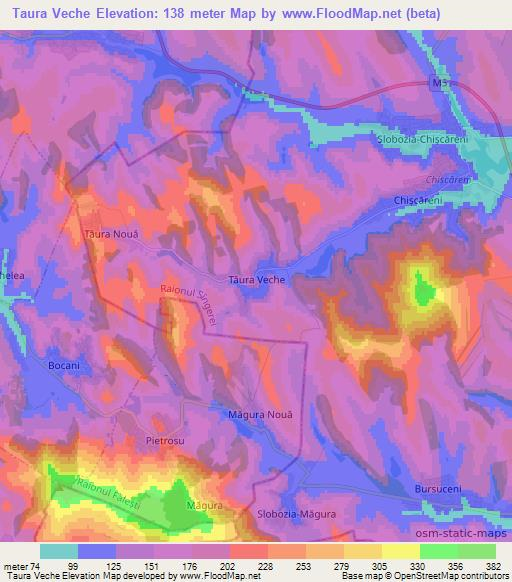 Taura Veche,Moldova Elevation Map