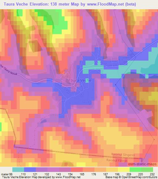 Taura Veche,Moldova Elevation Map