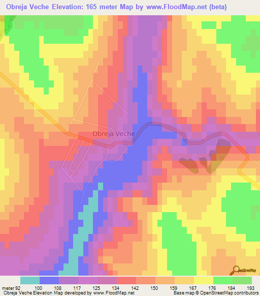 Obreja Veche,Moldova Elevation Map