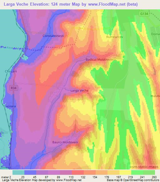 Larga Veche,Moldova Elevation Map