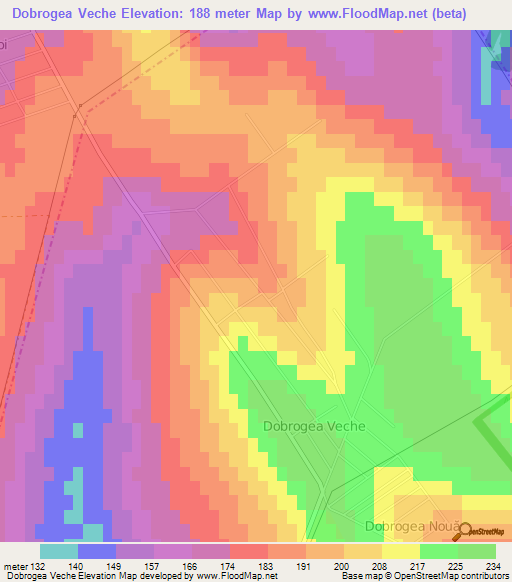 Dobrogea Veche,Moldova Elevation Map