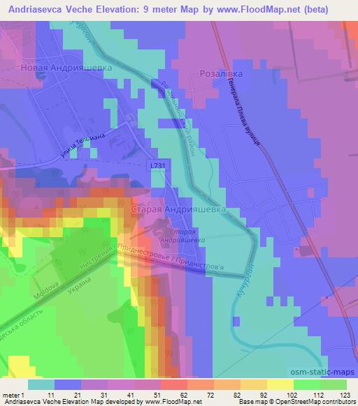 Andriasevca Veche,Moldova Elevation Map