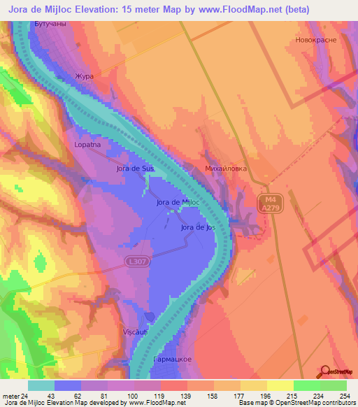 Jora de Mijloc,Moldova Elevation Map