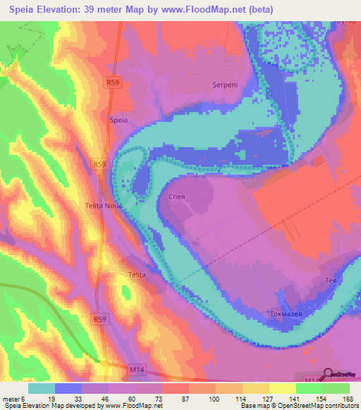 Speia,Moldova Elevation Map