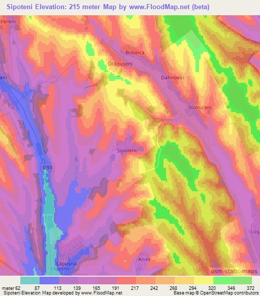 Sipoteni,Moldova Elevation Map