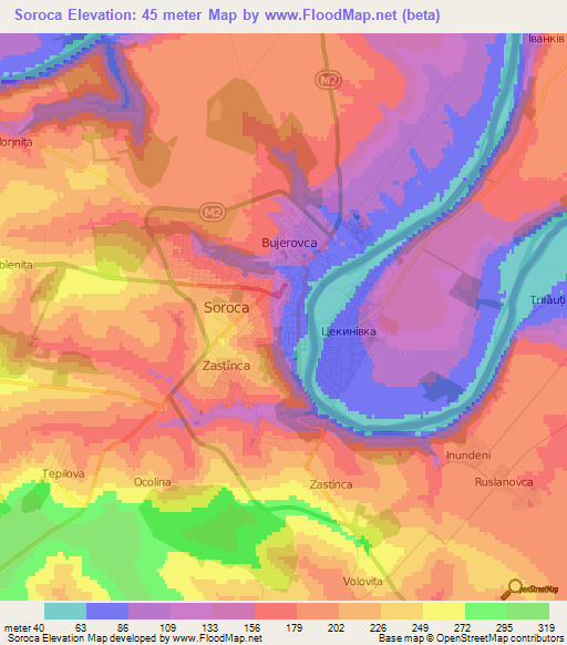 Soroca,Moldova Elevation Map