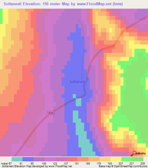 Soltanesti,Moldova Elevation Map