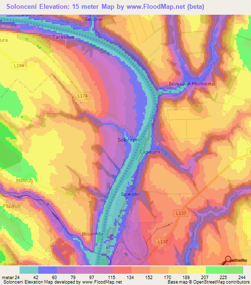 Solonceni,Moldova Elevation Map