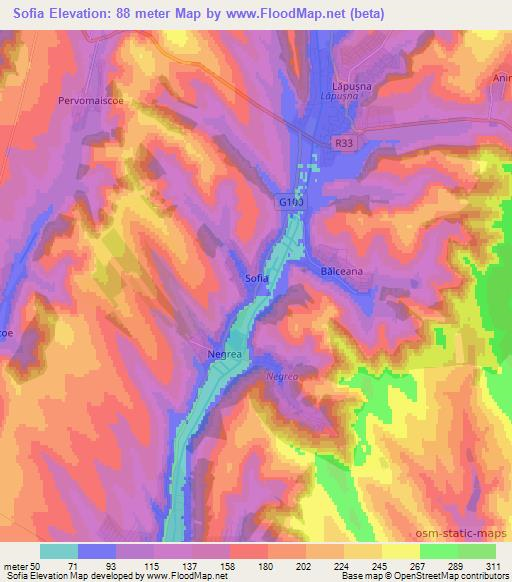 Sofia,Moldova Elevation Map