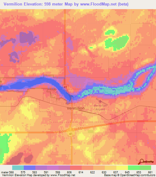 Vermilion,Canada Elevation Map