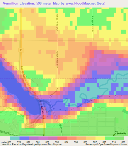 Vermilion,Canada Elevation Map