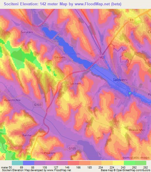 Sociteni,Moldova Elevation Map