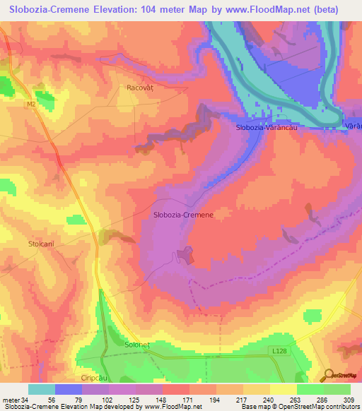 Slobozia-Cremene,Moldova Elevation Map