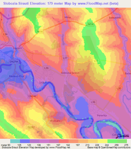 Slobozia-Sirauti,Moldova Elevation Map