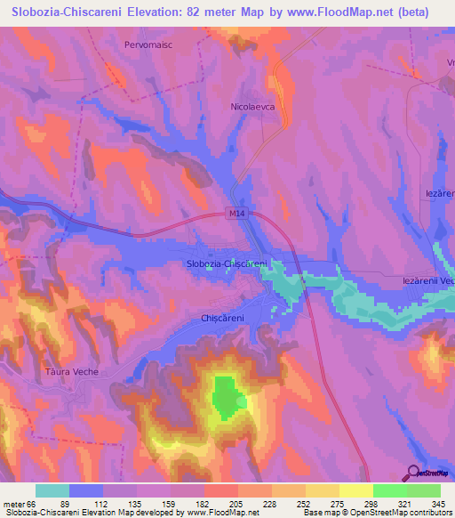 Slobozia-Chiscareni,Moldova Elevation Map