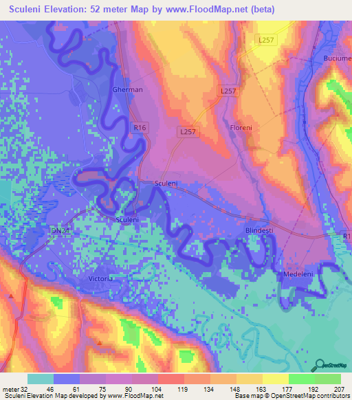 Sculeni,Moldova Elevation Map