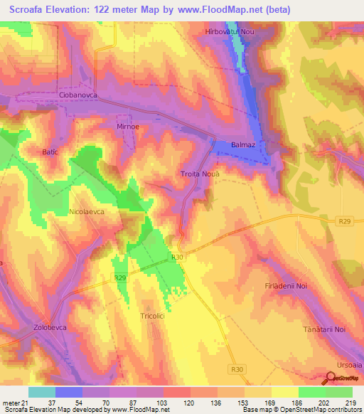 Scroafa,Moldova Elevation Map