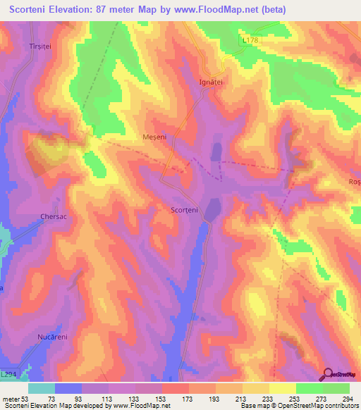 Scorteni,Moldova Elevation Map