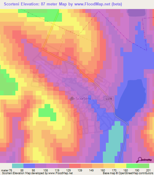 Scorteni,Moldova Elevation Map