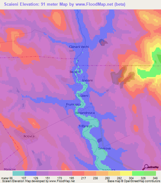 Scaieni,Moldova Elevation Map