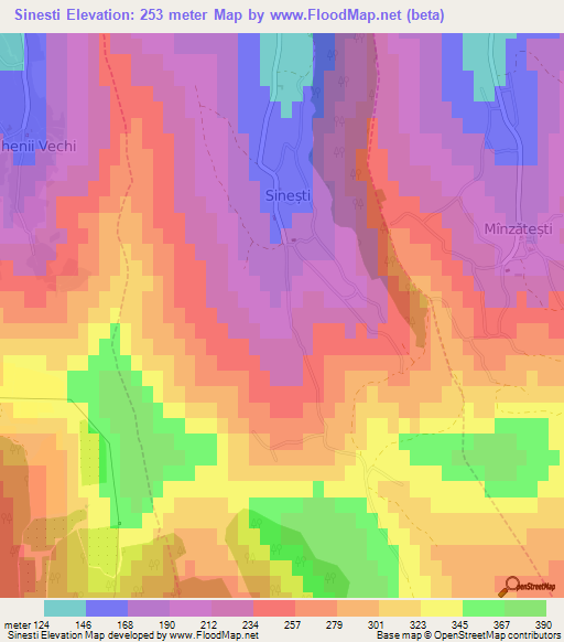 Sinesti,Moldova Elevation Map