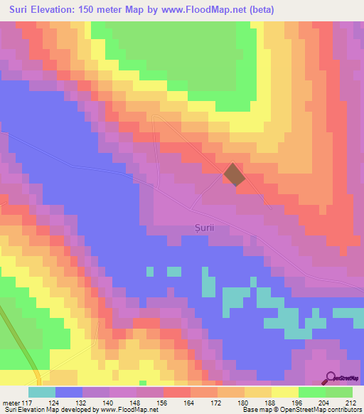 Suri,Moldova Elevation Map