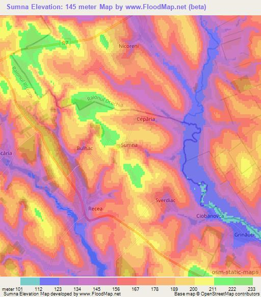 Sumna,Moldova Elevation Map