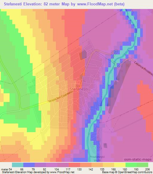 Stefanesti,Moldova Elevation Map