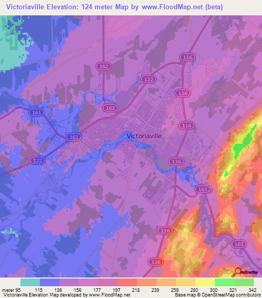 Victoriaville,Canada Elevation Map