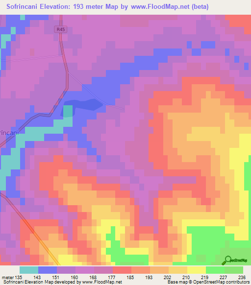 Sofrincani,Moldova Elevation Map